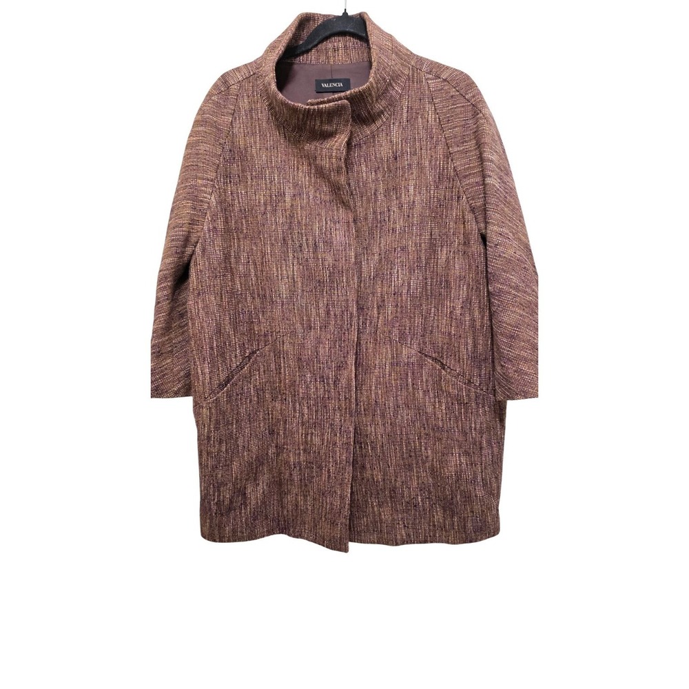 Valencia Women's Glan Regency Brown‎ Textured Mid-Length Coat Size L